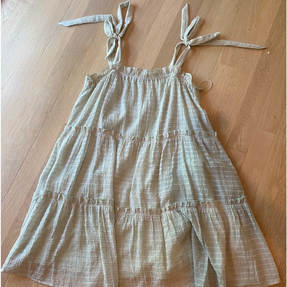 Altar'd state sage green mini dress w/ tie straps